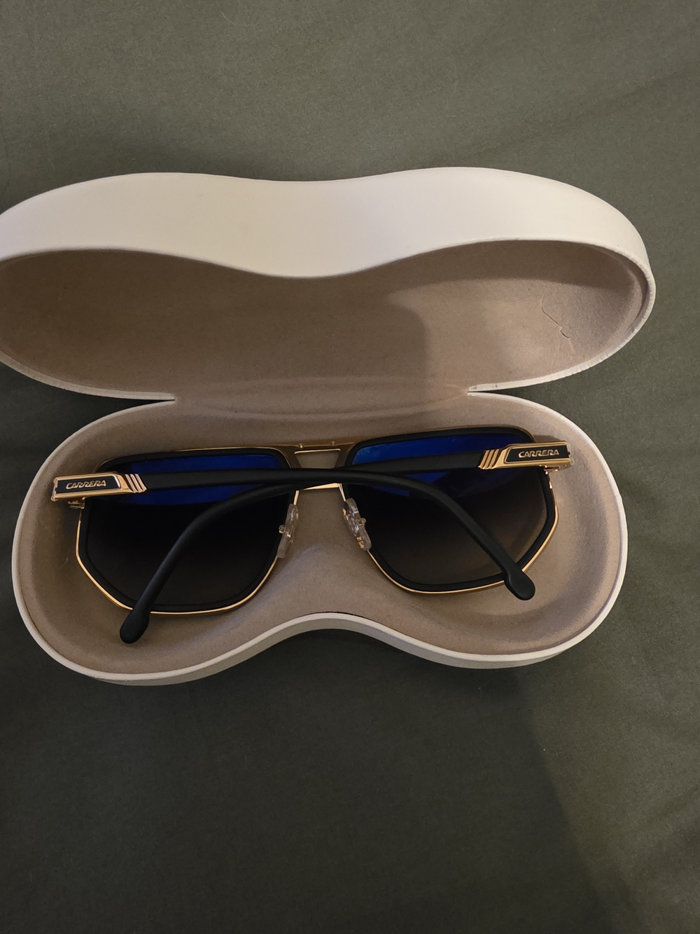 Carrera Men’s Aviator Sunglasses in Black and Gold-Tone - Picture 4 of 4